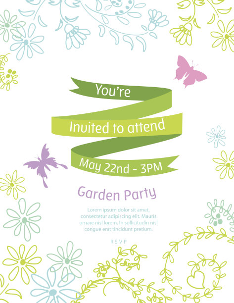 游园会或庆典的野花邀请模板图片下载
