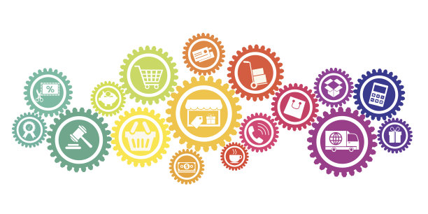 齿轮上的电子商务图标图片下载
