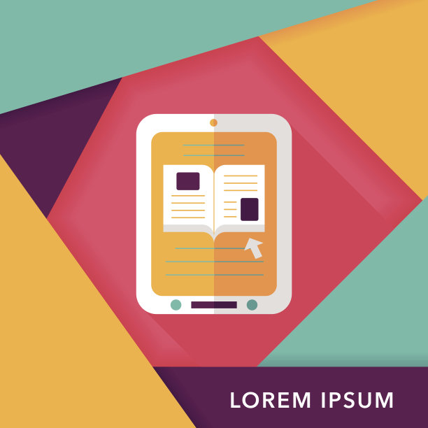 电子学习平面图标与长阴影，eps10图片下载