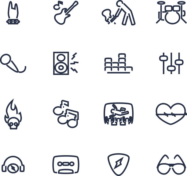 一组处理音乐的图标图片下载