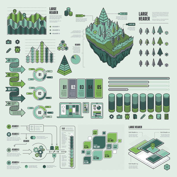 平面UI信息图表元素图片下载