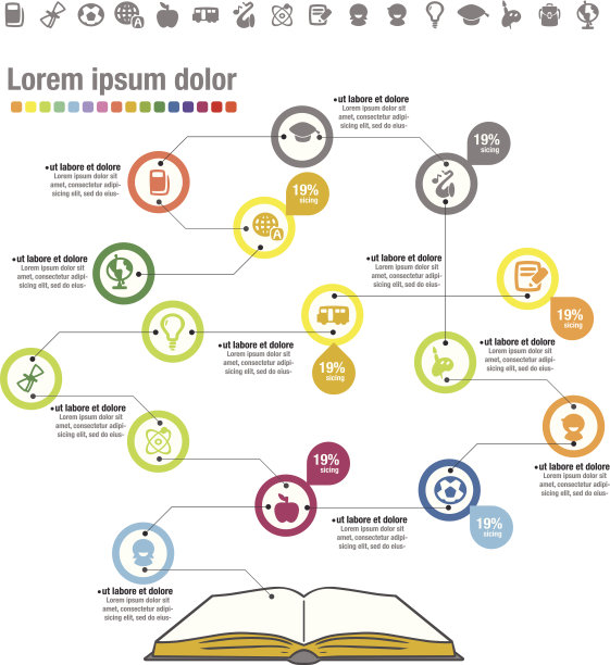 一本有一系列图标的书图片下载