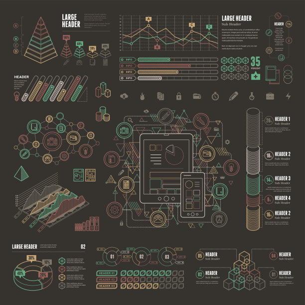 线条UI信息图表元素图片下载