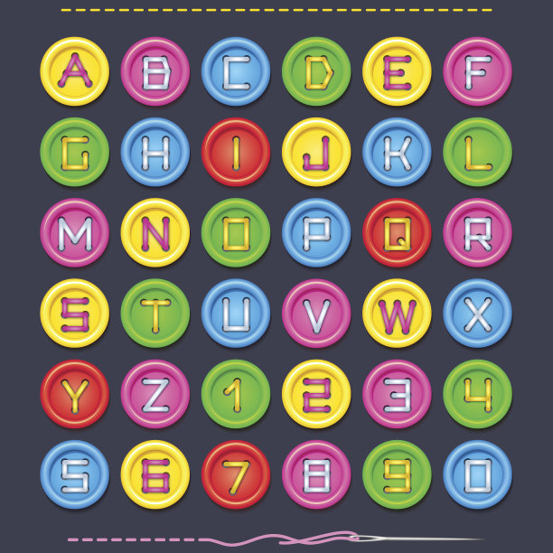 缝纫按钮字体图片下载