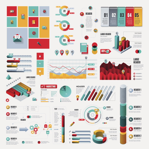 信息图表元素-完整的集合素材图片