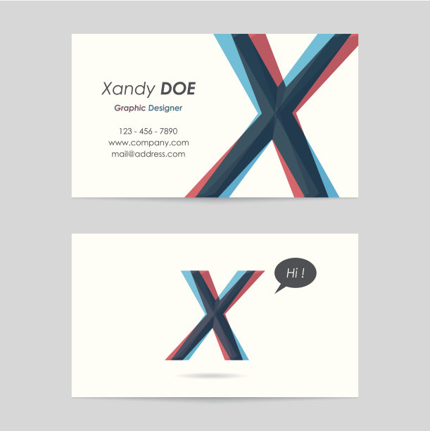 矢量名片模板-字母x图片下载
