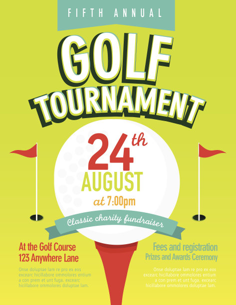 亮绿色高尔夫比赛邀请设计模板在高尔夫球绿图片下载