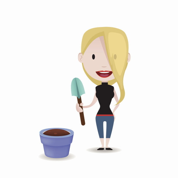 女人与园艺插画图片下载