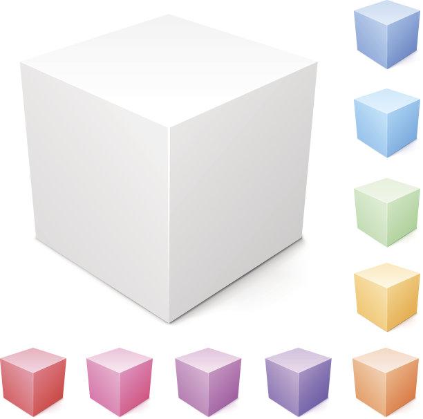 空白的立方体和一套彩色的图片下载