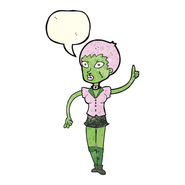 卡通万圣节女孩与语音泡泡图片下载