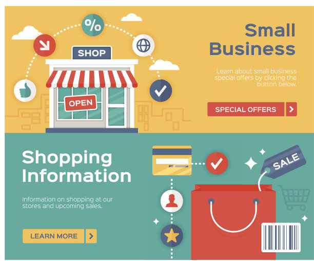 购物小企业和销售信息横幅图片下载