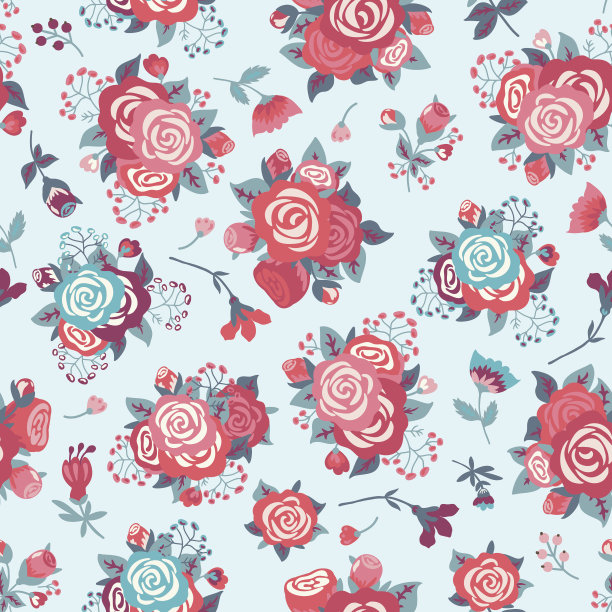 无缝图案与玫瑰花束图片下载