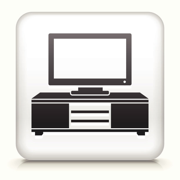 免版税矢量图标按钮：带支架的电视图片下载