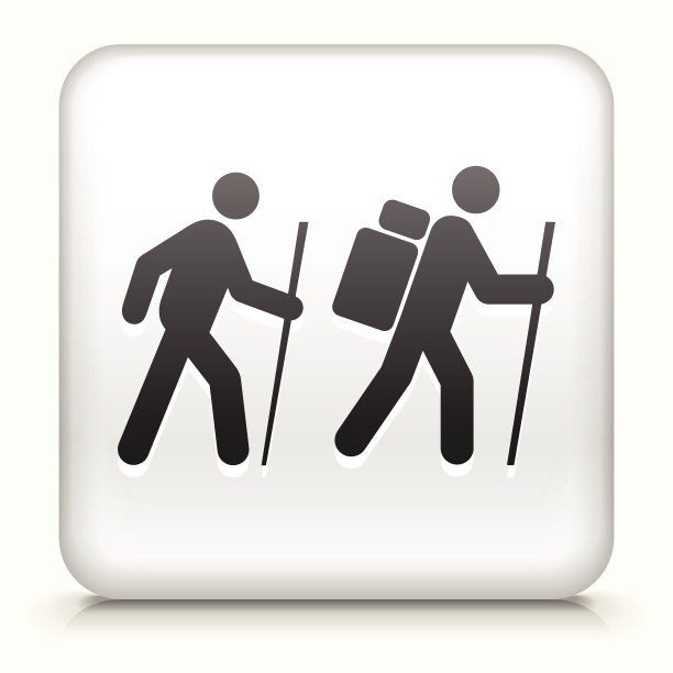 版税免费矢量图标按钮与两人远足图片下载