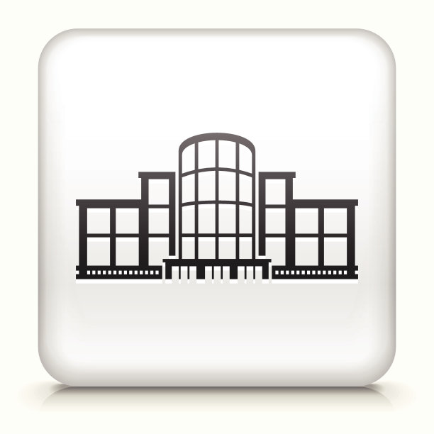 免版税矢量图标按钮与广场大厦图标图片下载