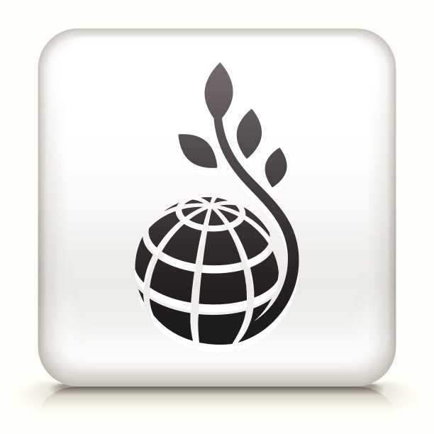带有地球和植物茎免版税矢量图标按钮图片下载