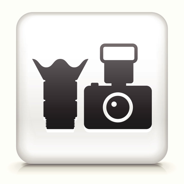 版权免费矢量图标按钮与相机图标图片下载