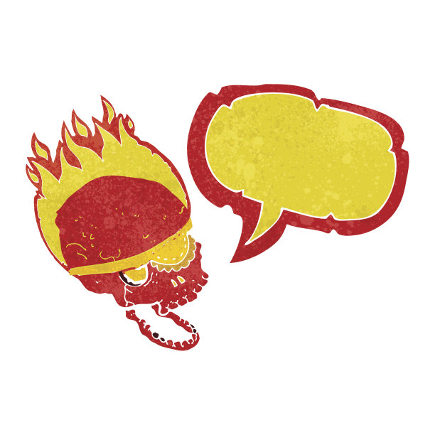 卡通幽灵头骨与眼罩与讲话气泡图片下载