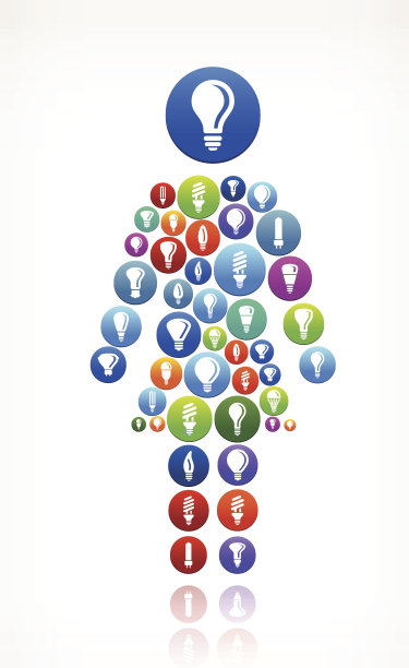 女性棍图灯泡和灯光矢量图形图片下载