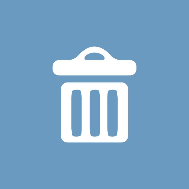 垃圾桶图标，白色的蓝色背景图片下载