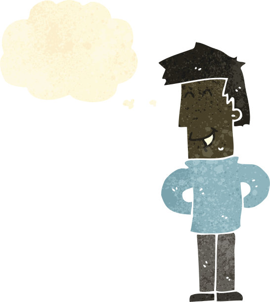 复古卡通带想法泡泡的男人图片下载