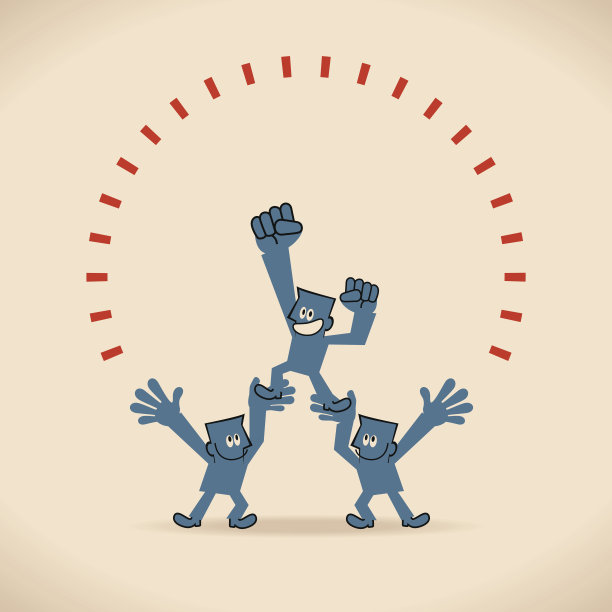 人金字塔，挥拳朝天，商人站在同事身上图片下载