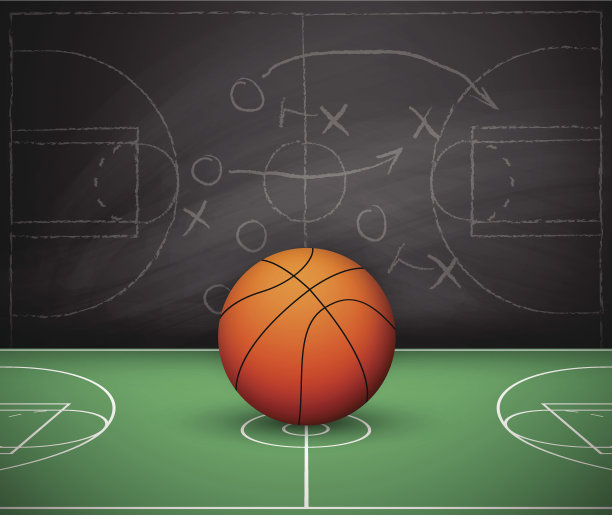 篮球在黑色黑板上图片下载