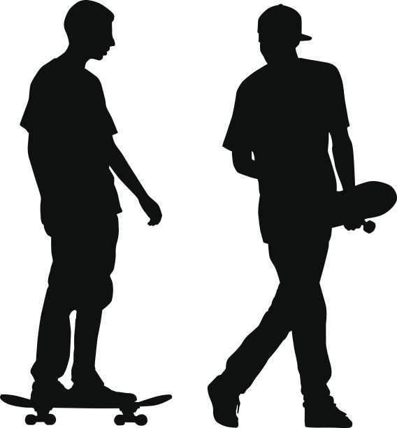 两个滑板轮廓图片下载
