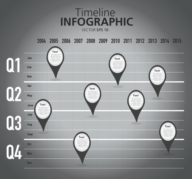 灰度时间轴信息图与图形比较图片下载
