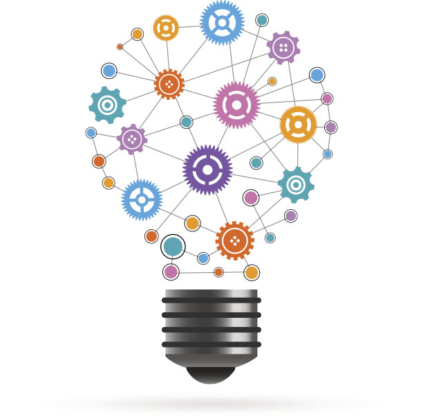 齿轮网络灯泡插图制作的图标图片下载