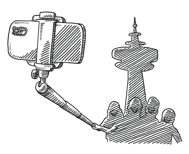 旅游团拍摄自拍杆图片图片下载