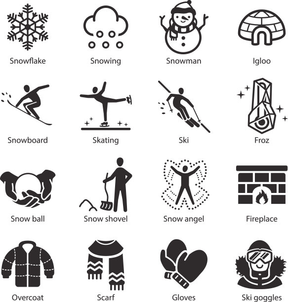 股票矢量插图:冬季图标集图片下载