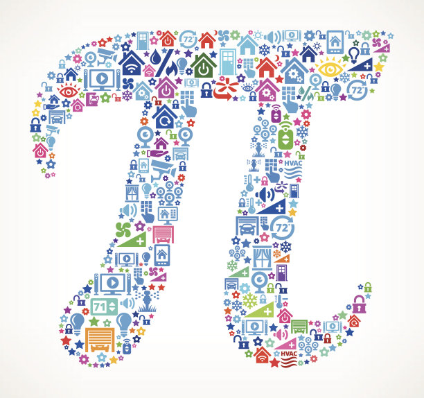 家庭自动化和安全矢量背景上的Pi符号图片下载