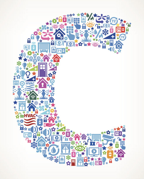 字母C关于家庭自动化和安全矢量背景图片下载