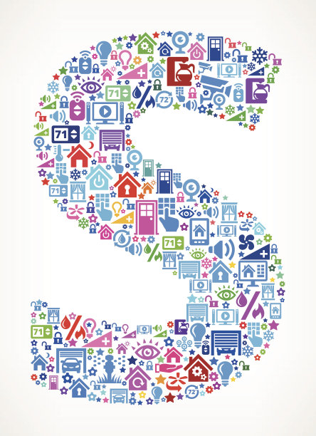 关于家庭自动化和安全矢量背景的字母S图片下载