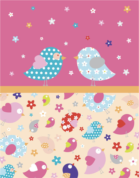 带花边的两只爱鸟图片下载