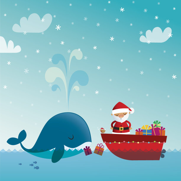 圣诞老人和小鲸鱼图片下载