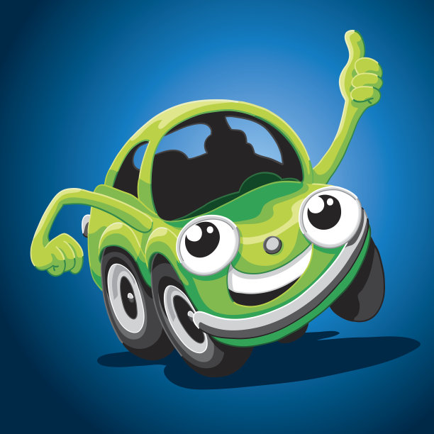 快乐卡通车，竖起大拇指图片下载