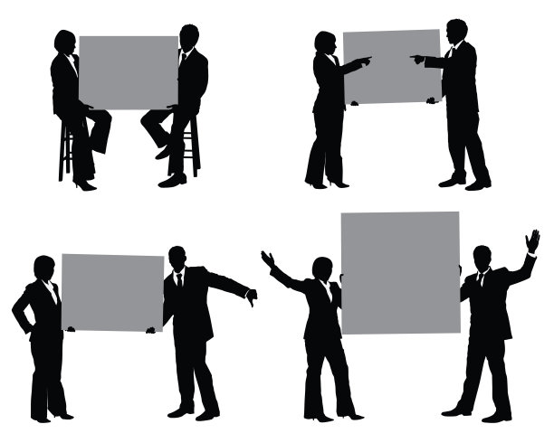 商业团队夫妇举着海报图片下载