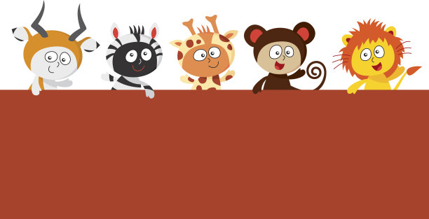 孩子们穿着动物园的动物服装，举着一个大牌子图片下载