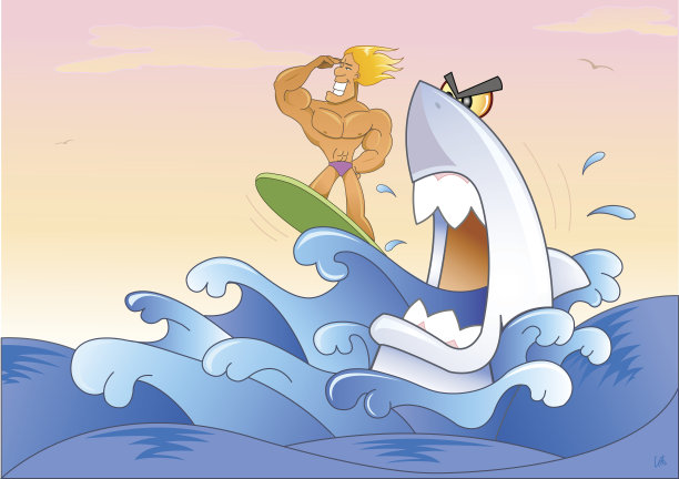 冲浪者和鲨鱼图片下载