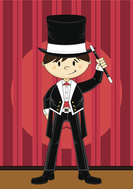 舞台上可爱的卡通魔术师图片下载