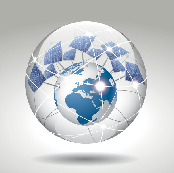 电子空间中的太阳能电池图片下载