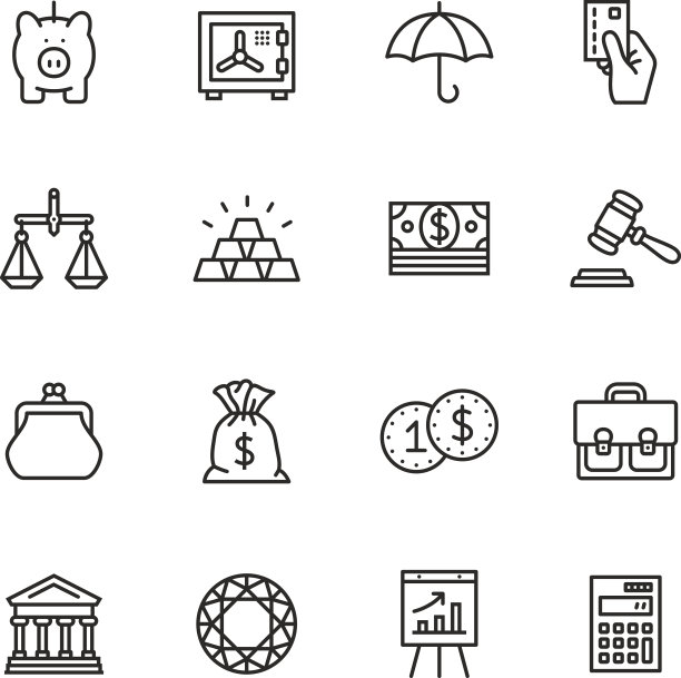 金融Thin Line图标图片下载