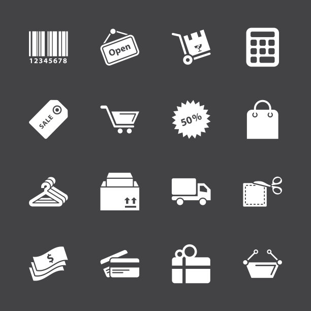 购物图标-白色系列| EPS10图片下载