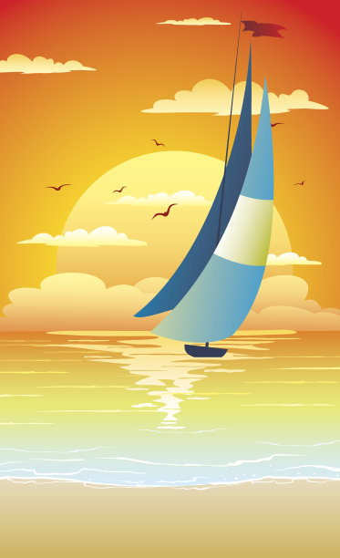 帆船上的日落图片下载