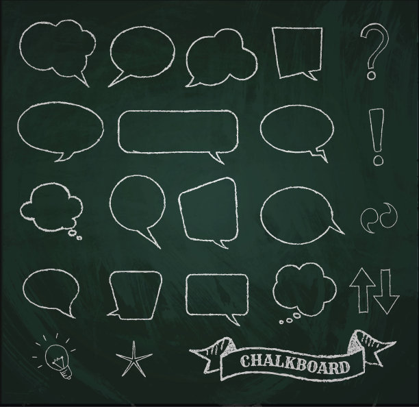 不同种类的语言泡泡画在黑板上图片下载