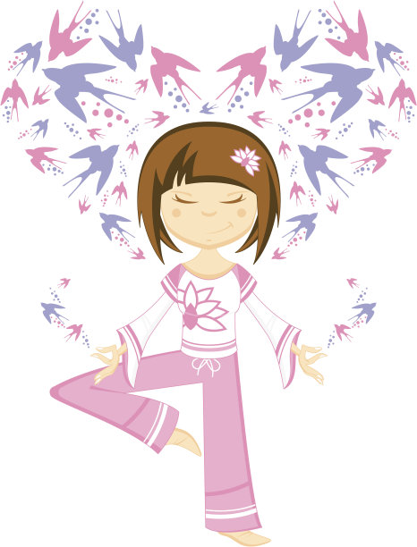 带着燕子的瑜伽女孩图片下载