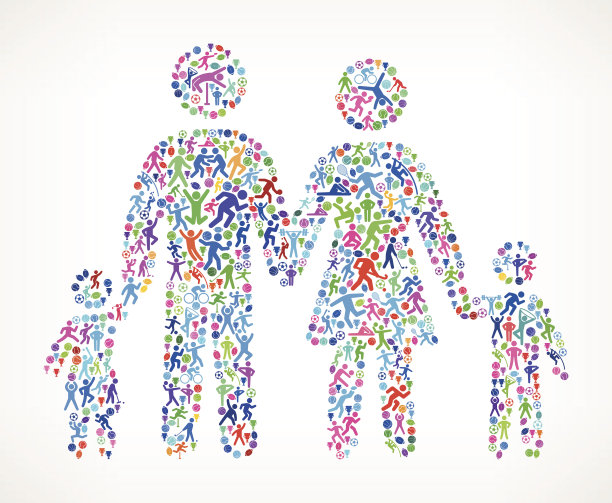 亲子健身运动与运动模式向量图片下载