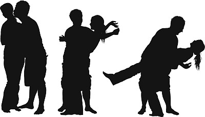 一对情侣浪漫的剪影图片下载